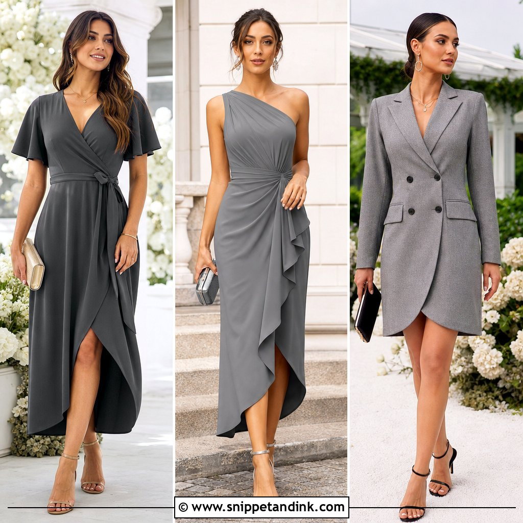 20 Grey Dress Outfit Wedding Ideas for Chic Guest Style