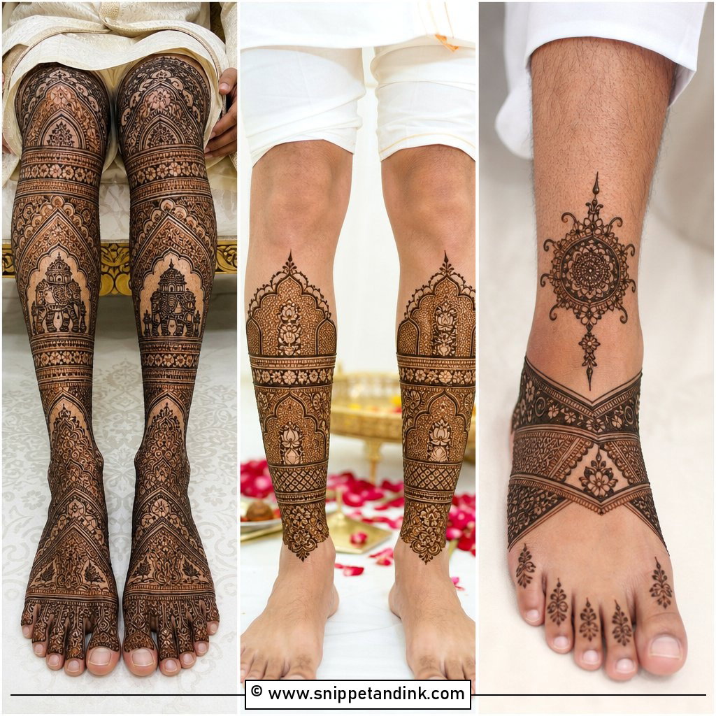 20 Groom Leg Mehndi Design Ideas for Unique Wedding Style