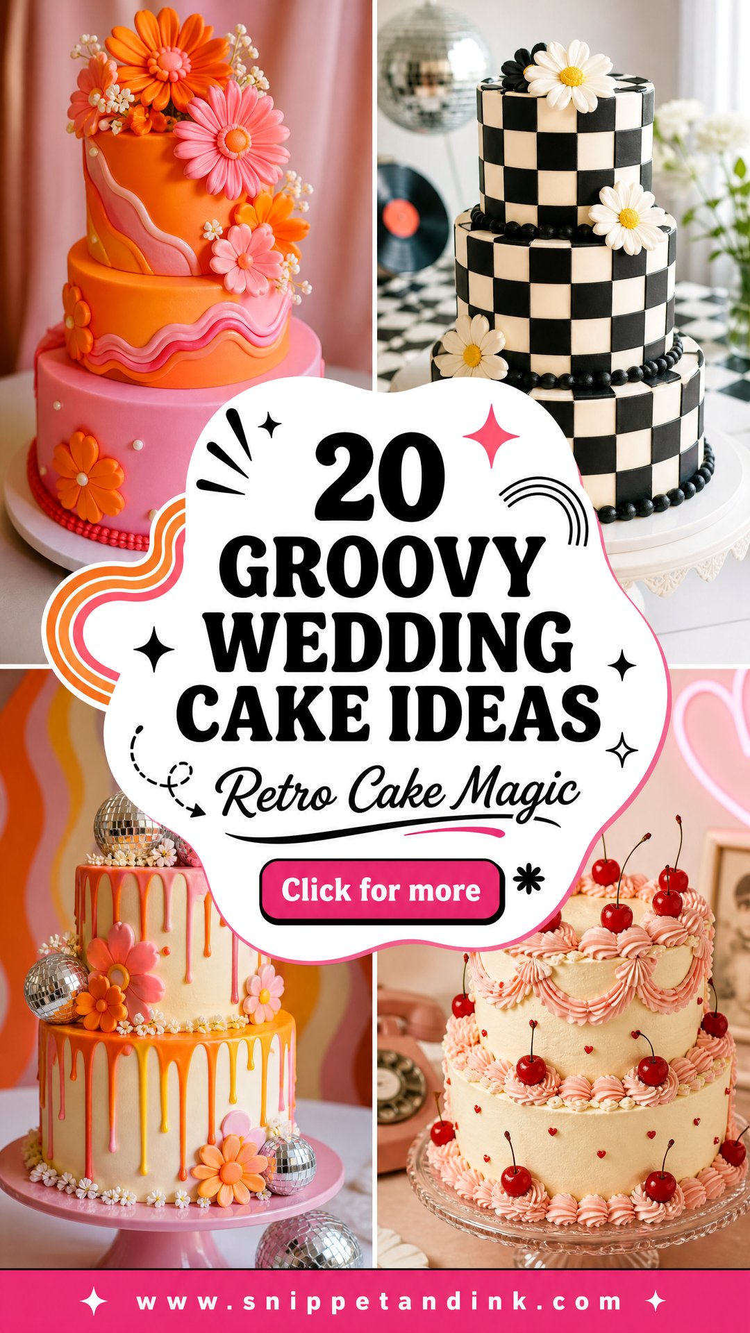 20 Groovy Wedding Cake Ideas for Retro-Loving Couples - 20 Groovy Wedding Cake Ideas for Retro-Loving Couples
