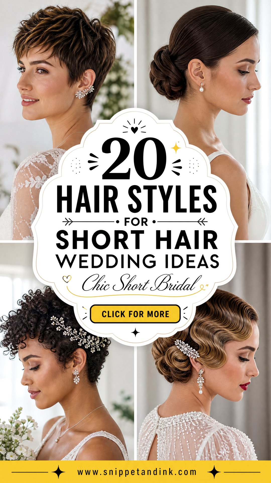 20 Hair Styles for Short Hair Wedding Ideas Chic Bridal Looks - 20 Hair Styles for Short Hair Wedding Ideas: Chic Bridal Looks