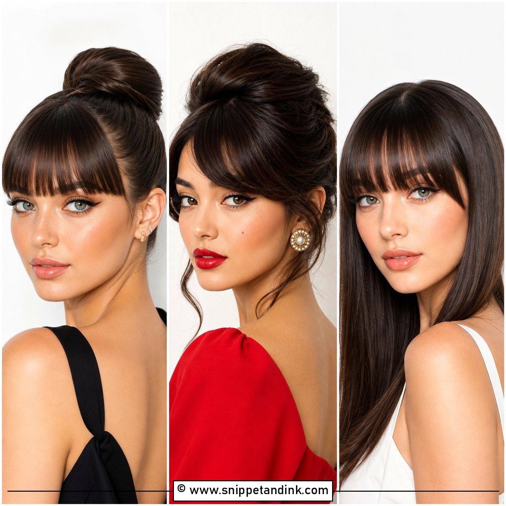 20 Hairstyles with Bangs for Wedding Glam and Soft Romance