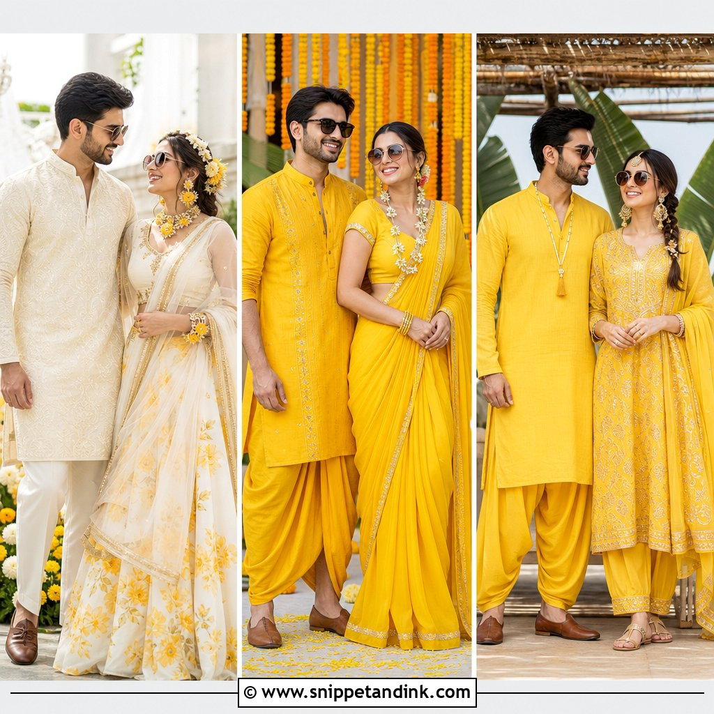20 Haldi Outfits for Couple for a Colorful Celebration