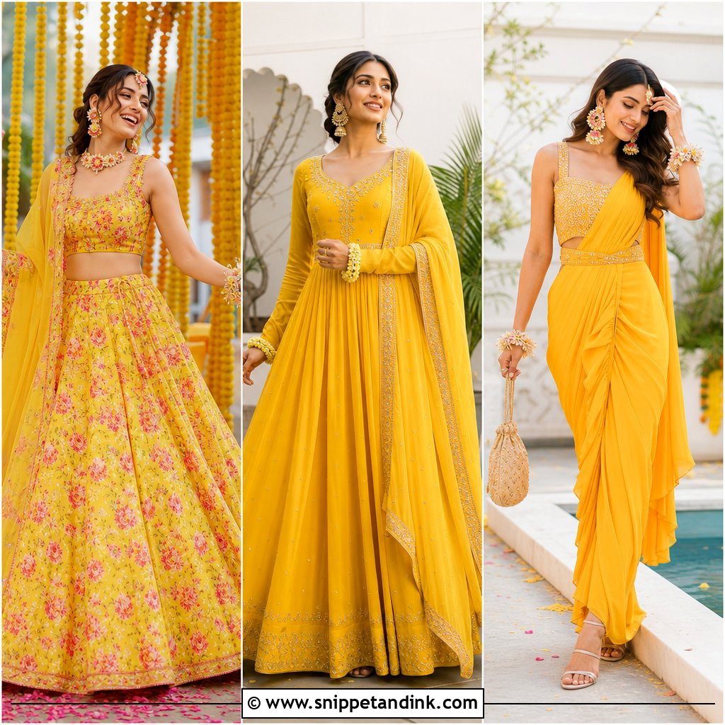 20 Haldi Wedding Dress Ideas: Radiant Looks for Modern Brides