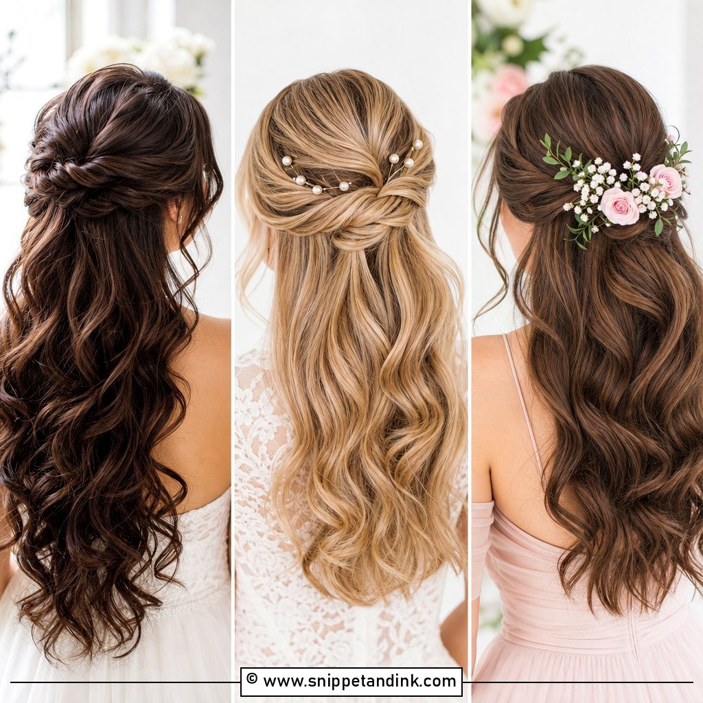 20 Half Hair Up Hairstyles for Wedding Day Romance