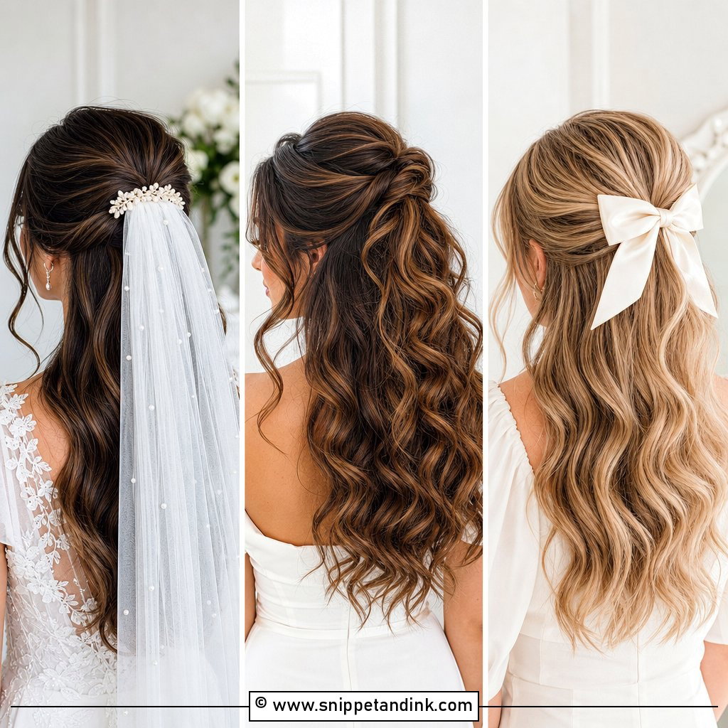20 Half Pony Hairstyles for Wedding Guests and Brides