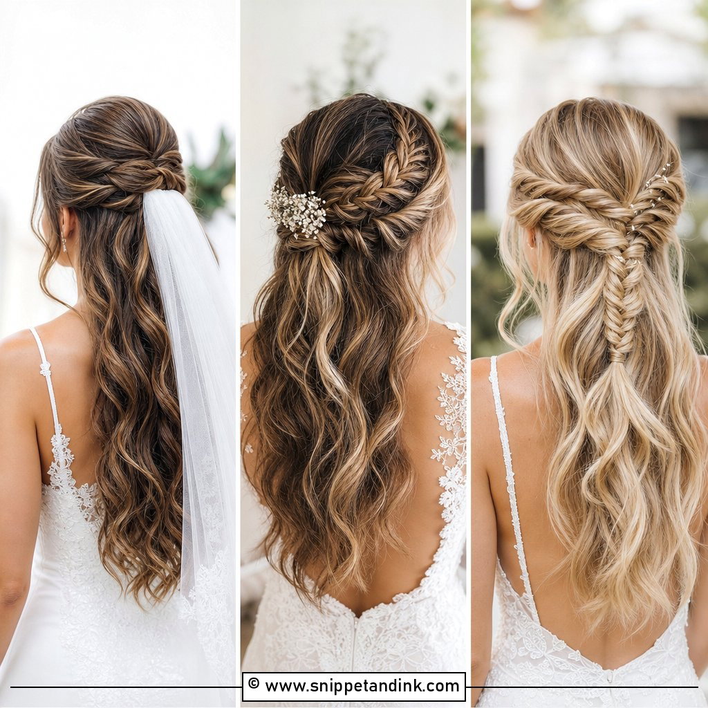 20 Half Ponytail Wedding Hairstyles for Modern Brides