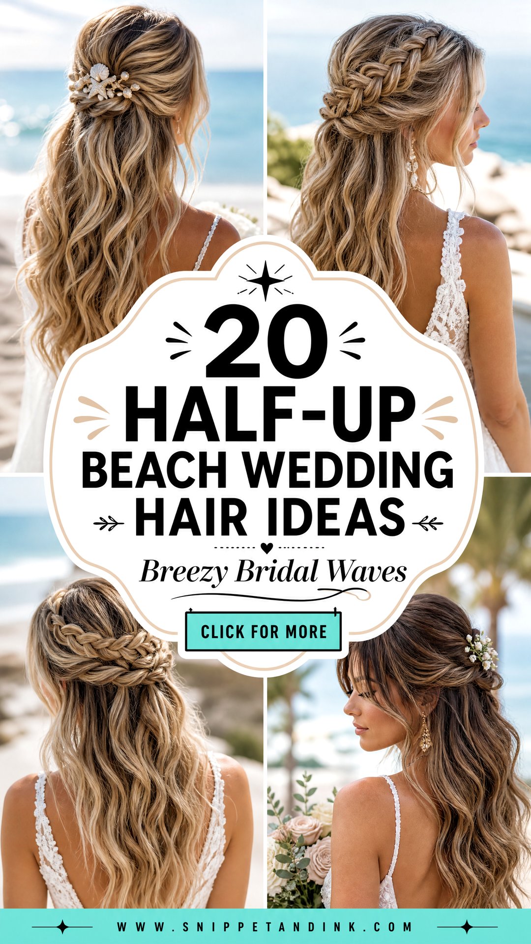 20 Half-Up Beach Wedding Hair Ideas for Breezy Brides - 20 Half-Up Beach Wedding Hair Ideas for Breezy Brides