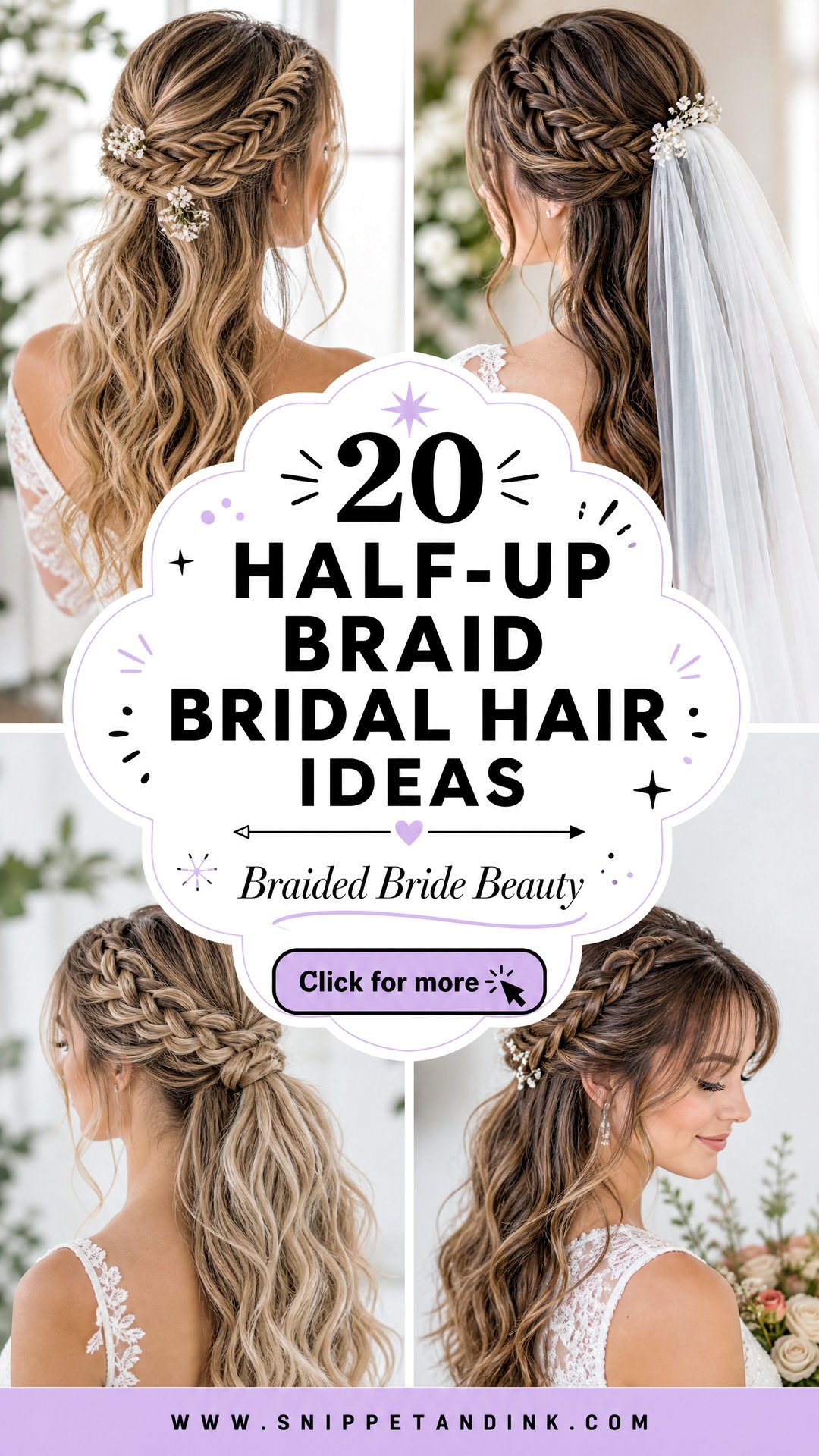 20 Half-Up Braid Bridal Hair Ideas for Romantic Brides - 20 Half-Up Braid Bridal Hair Ideas for Romantic Brides