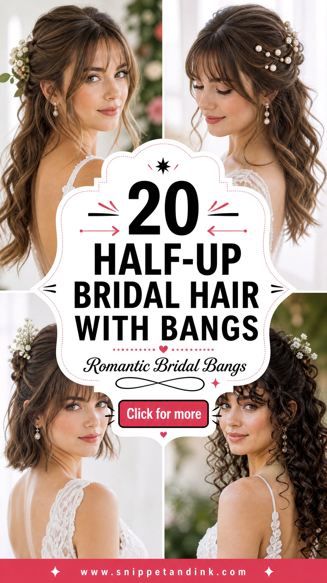 20 Half-Up Bridal Hair with Bangs for Romantic Style - 20 Half-Up Bridal Hair with Bangs for Romantic Style
