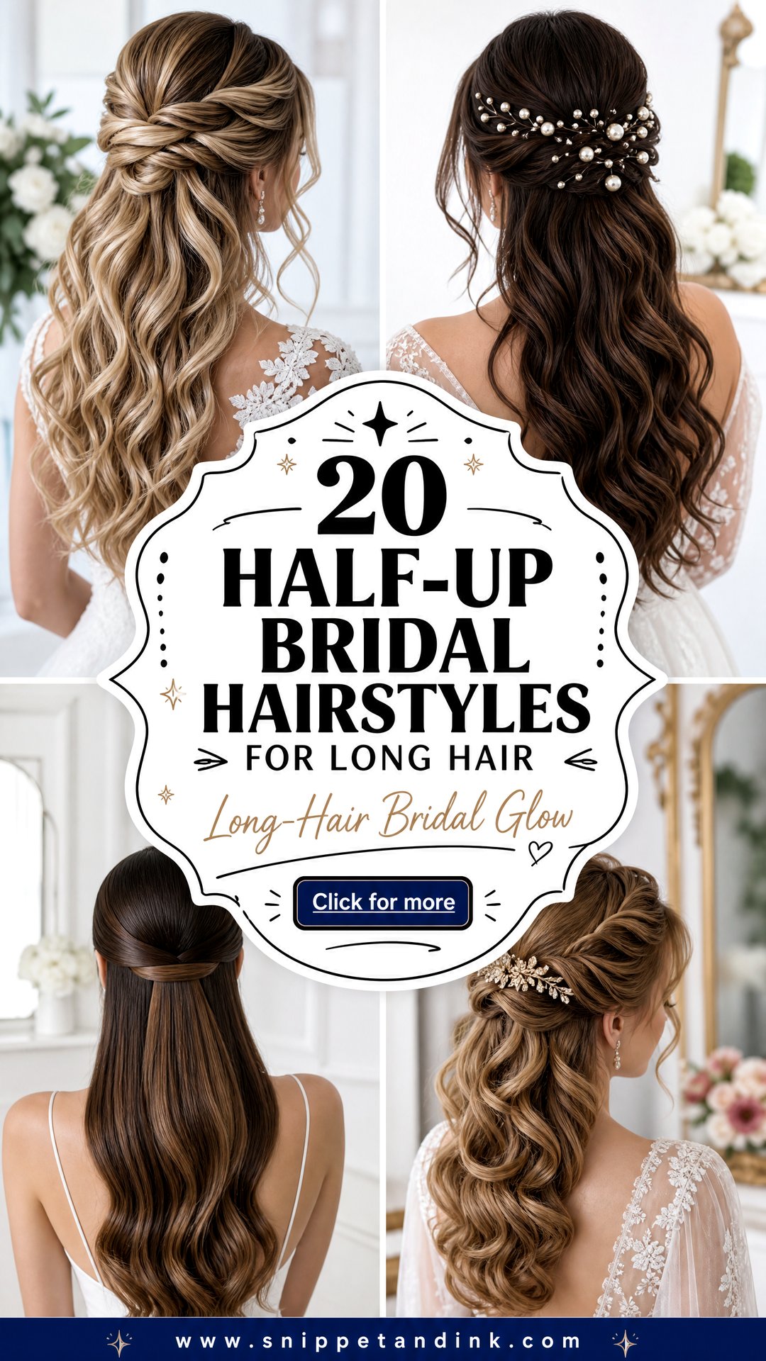 20 Half-Up Bridal Hairstyles for Long Hair Brides Love - 20 Half-Up Bridal Hairstyles for Long Hair Brides Love