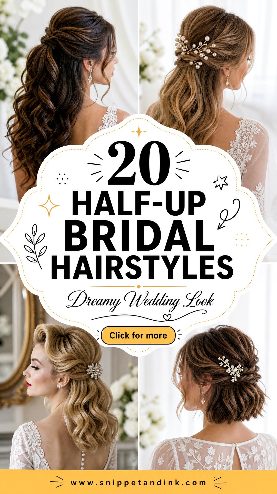 20 Half-Up Bridal Hairstyles for a Dreamy Wedding Look - 20 Half-Up Bridal Hairstyles for a Dreamy Wedding Look
