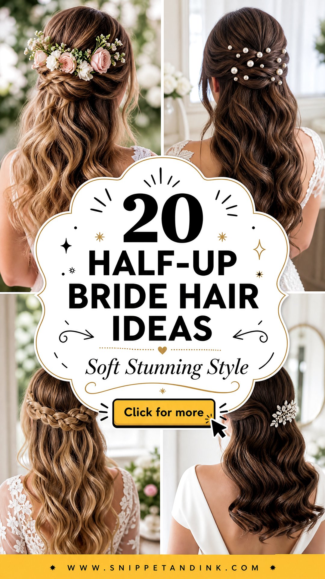 20 Half-Up Bride Hair Ideas for Soft Stunning Style - 20 Half-Up Bride Hair Ideas for Soft, Stunning Style
