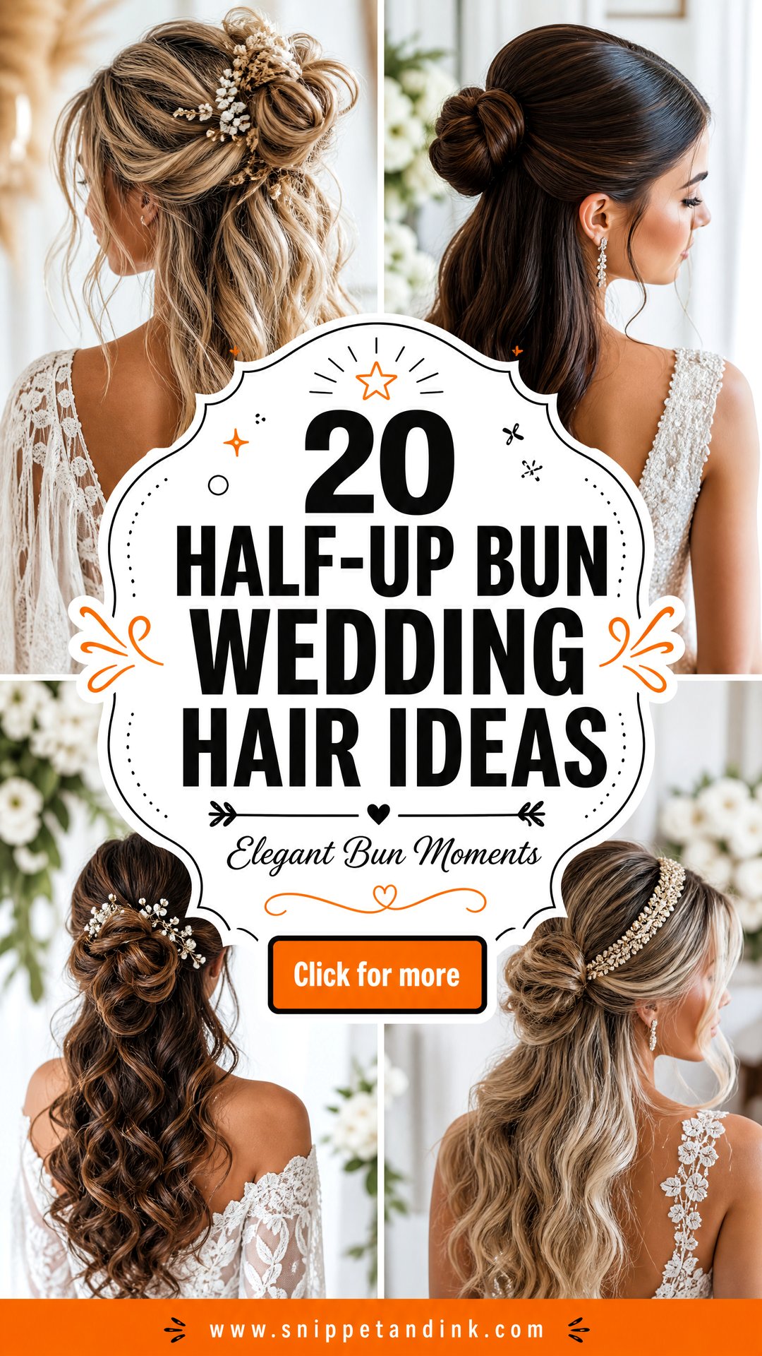 20 Half-Up Bun Wedding Hair Ideas for Elegant Brides - 20 Half-Up Bun Wedding Hair Ideas for Elegant Brides