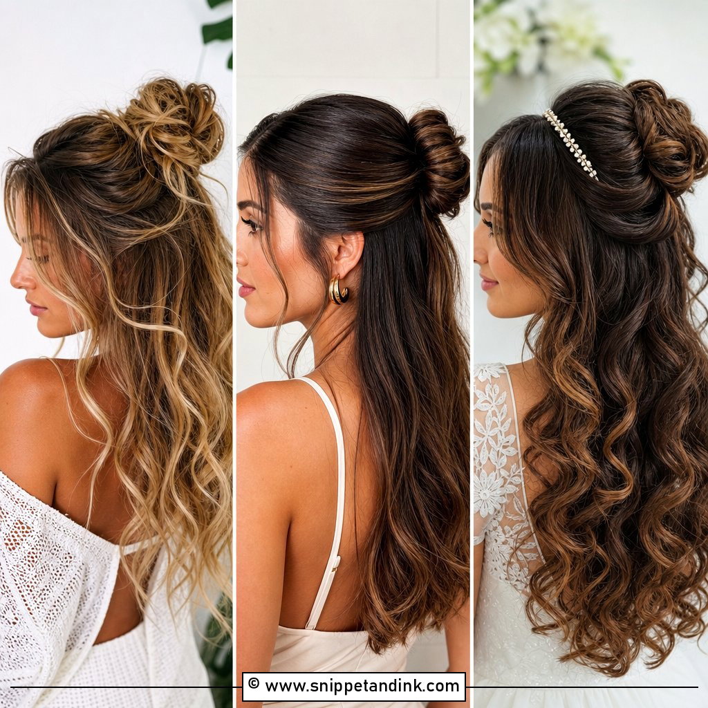 20 Half-Up Bun Wedding Hair Ideas for Elegant Brides