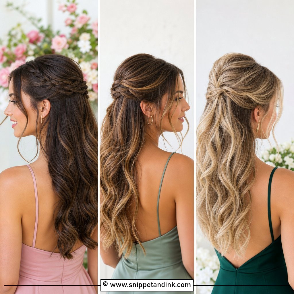 20 Half Up Half Down Bridesmaid Hair Long Ideas for Glam Looks