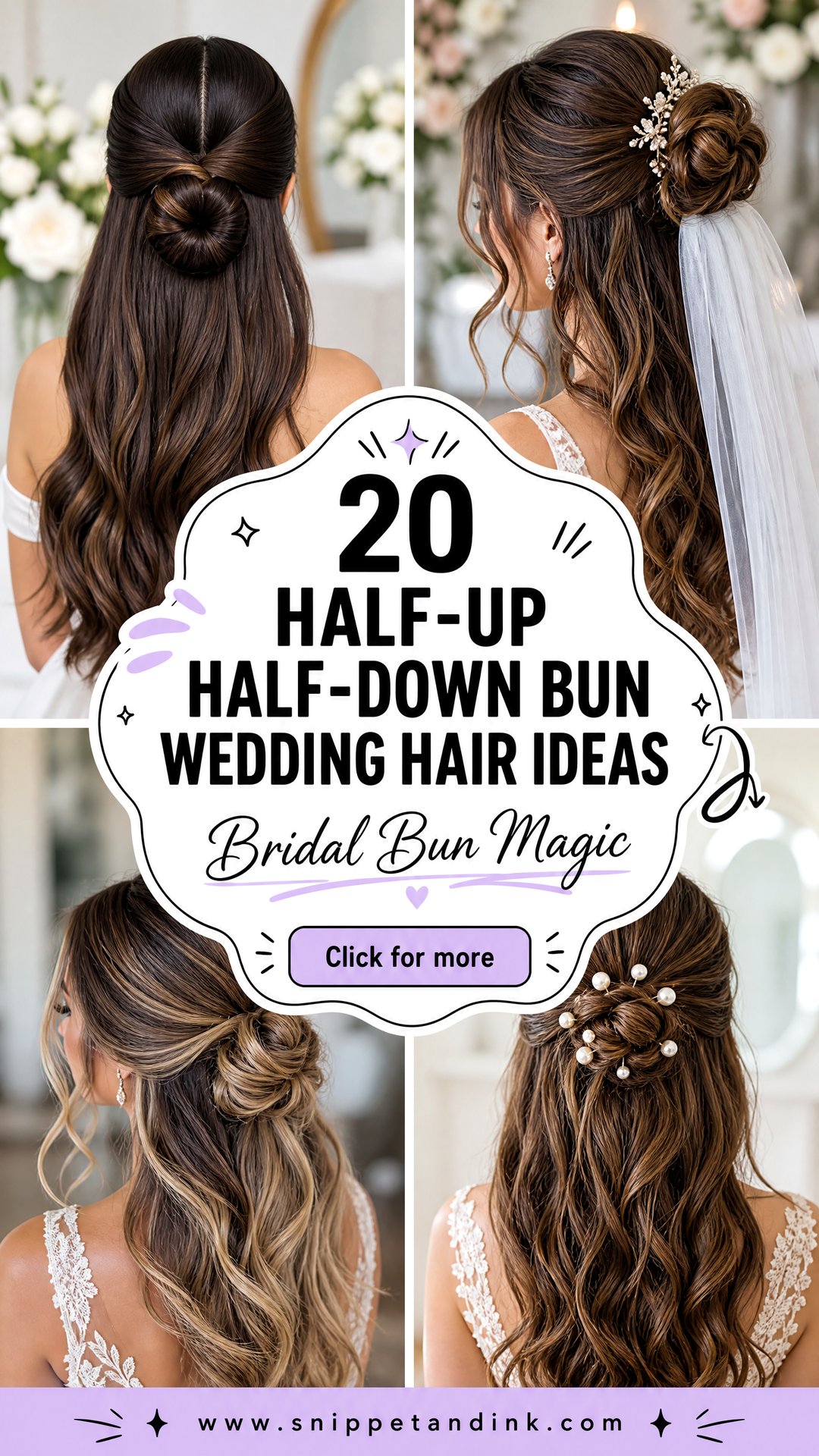 20 Half-Up Half-Down Bun Wedding Hair Ideas for Brides - 20 Half-Up Half-Down Bun Wedding Hair Ideas for Brides