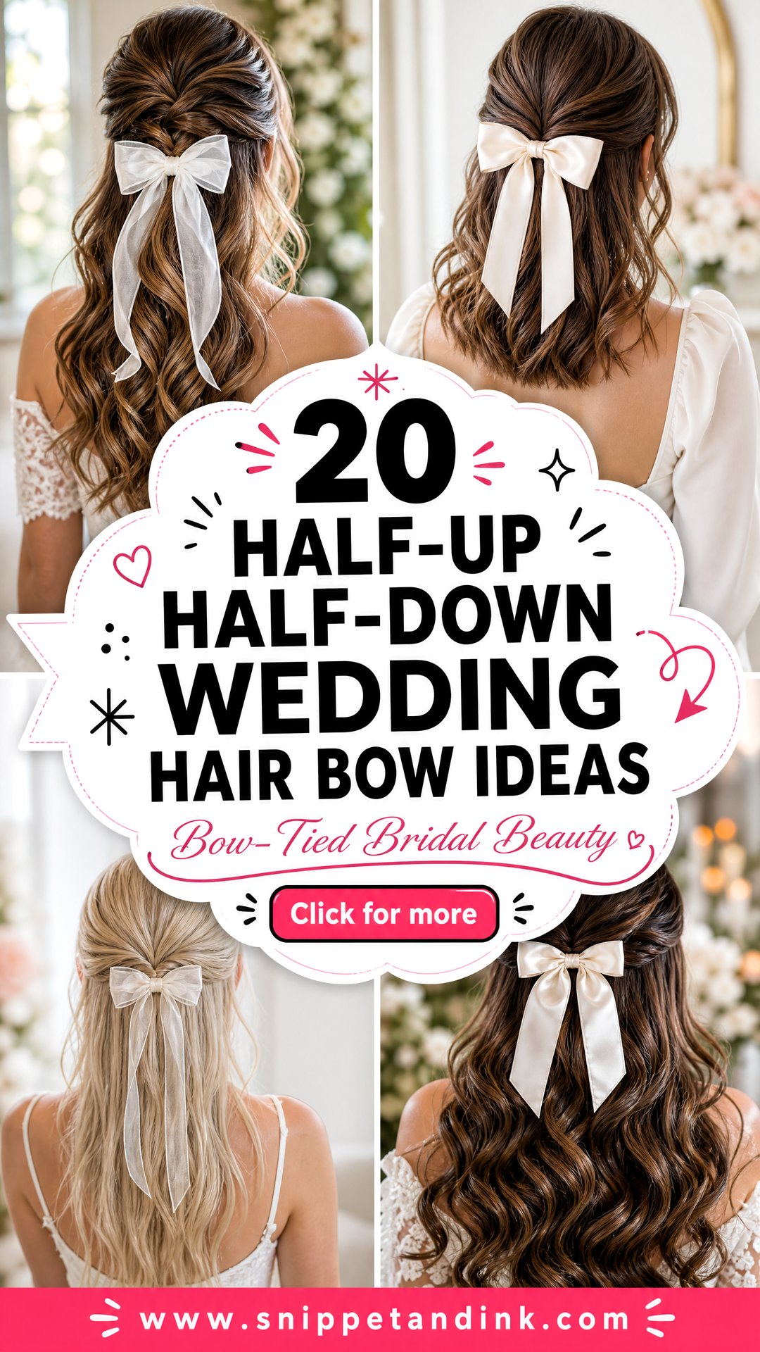 20 Half-Up Half-Down Wedding Hair Bow Ideas Brides Love - 20 Half-Up Half-Down Wedding Hair Bow Ideas Brides Love