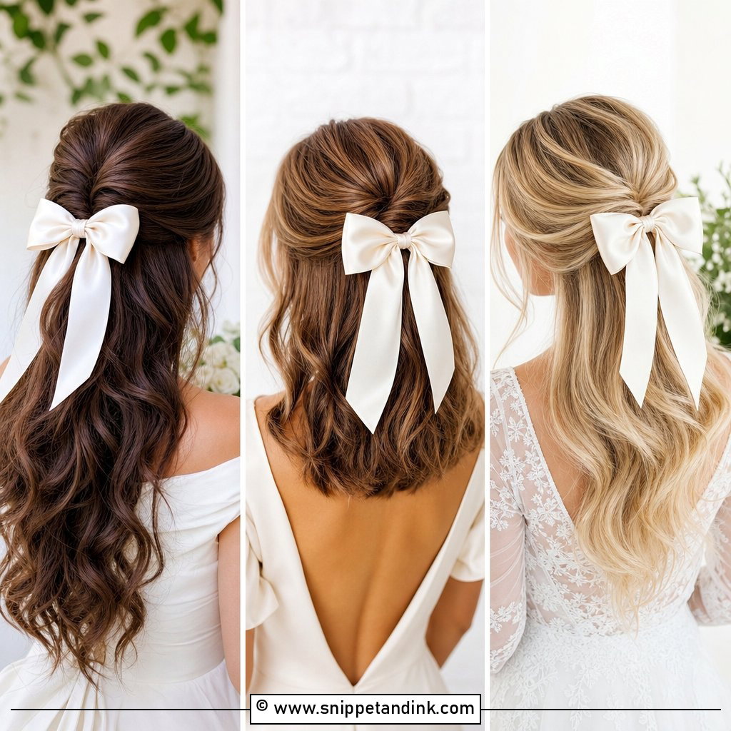 20 Half-Up Half-Down Wedding Hair Bow Ideas Brides Love