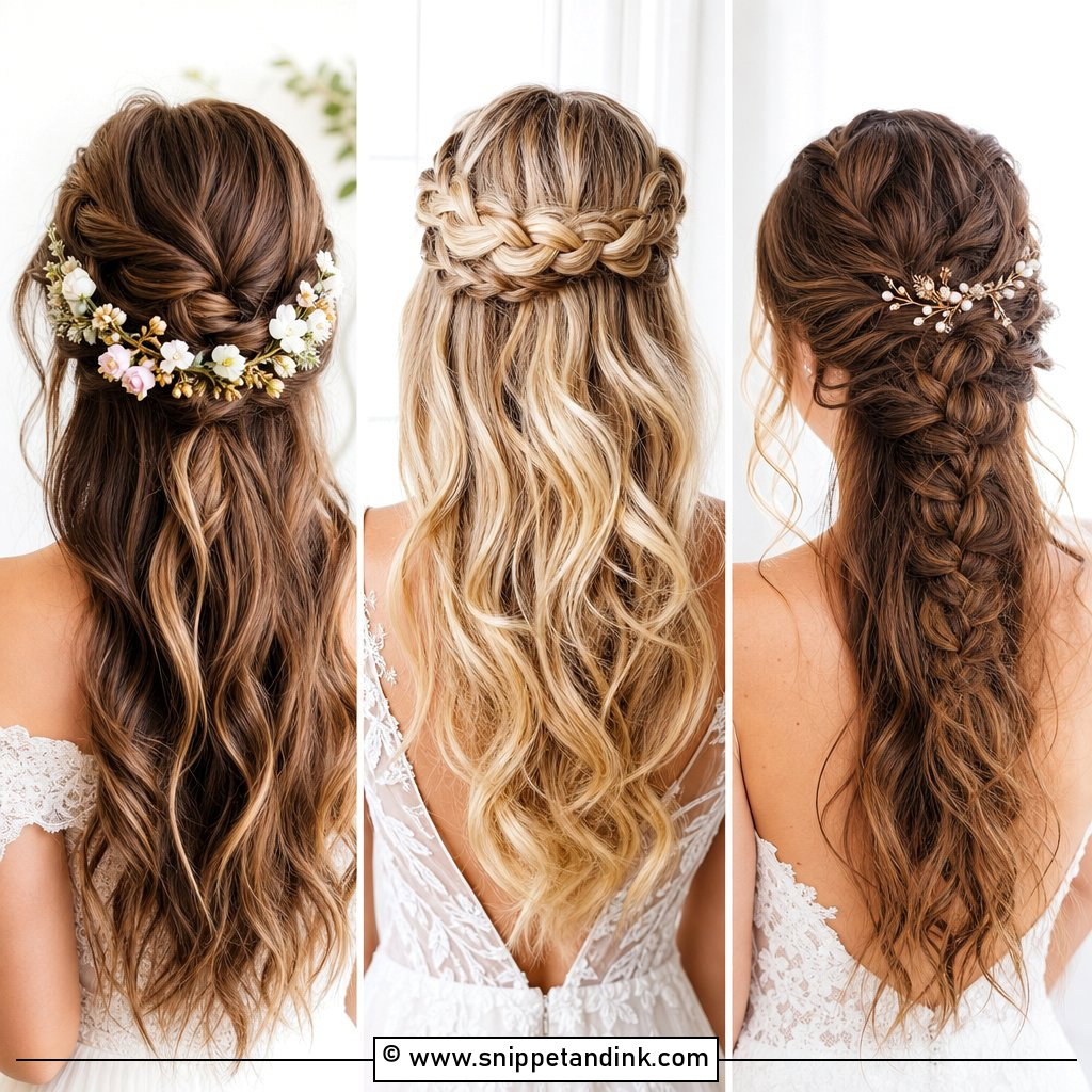20 Half-Up Half-Down Wedding Hair Braids for Romantic Style
