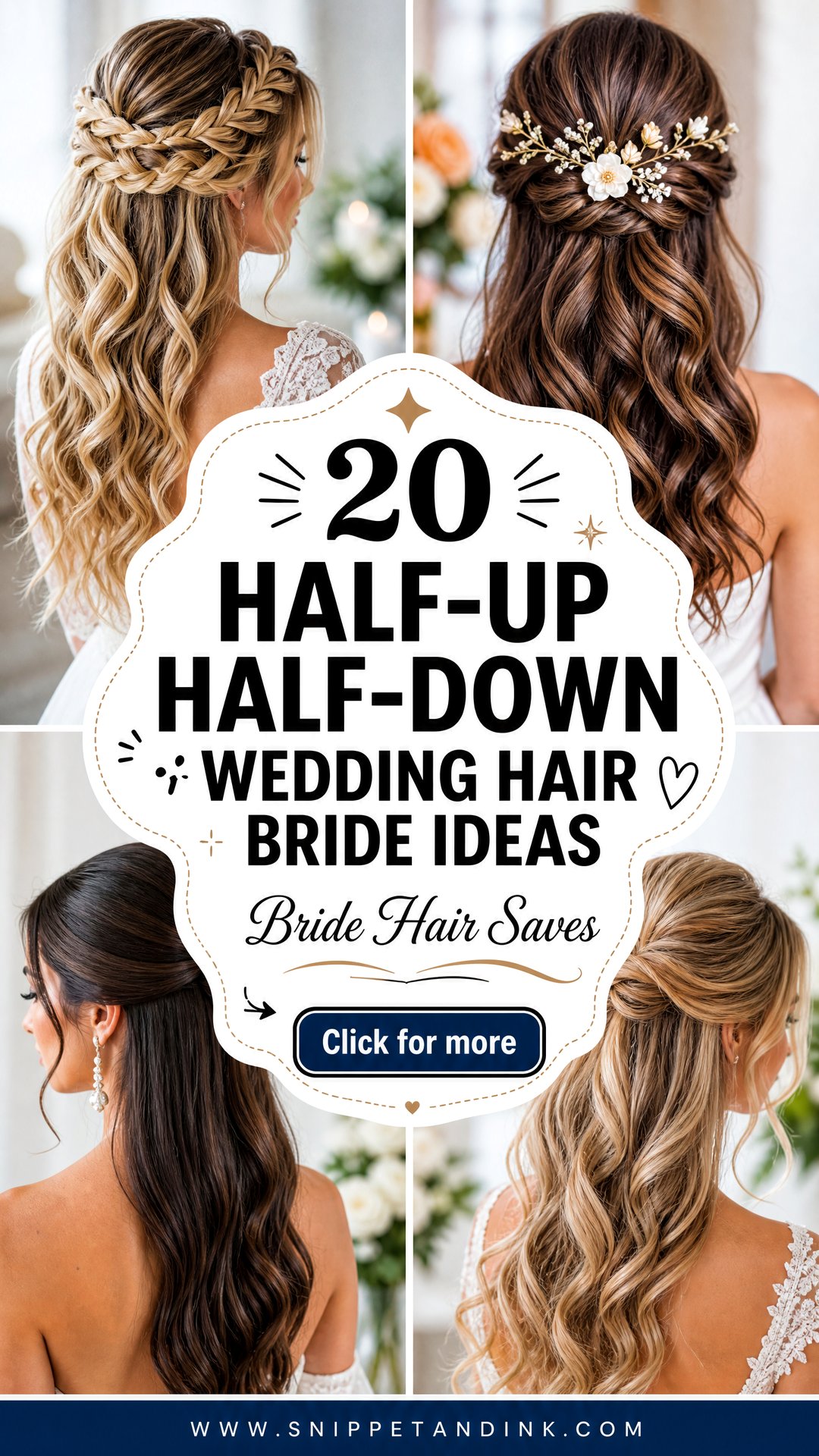 20 Half-Up Half-Down Wedding Hair Bride Ideas to Save - 20 Half-Up Half-Down Wedding Hair Bride Ideas to Save