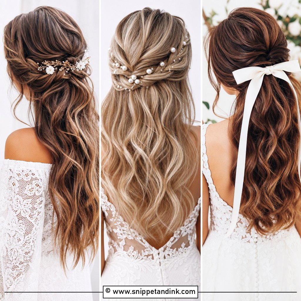 20 Half-Up Half-Down Wedding Hair Inspo Ideas for Brides
