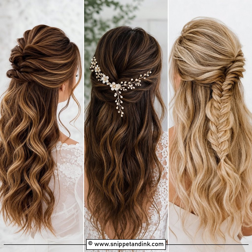 20 Half-Up Half-Down Wedding Hair Styles for Romantic Brides