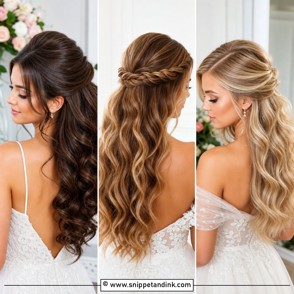20 Half-Up Half-Down Wedding Hair Volume Ideas for Brides