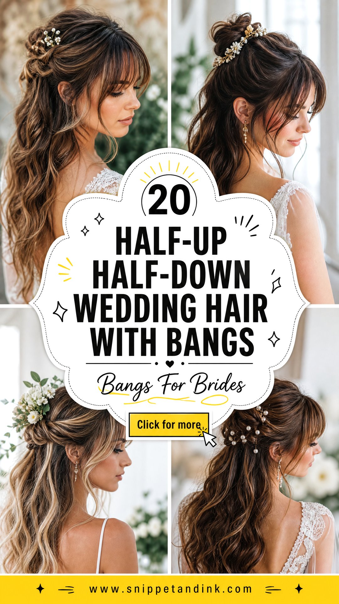 20 Half-Up Half-Down Wedding Hair with Bangs for Brides - 20 Half-Up Half-Down Wedding Hair with Bangs for Brides