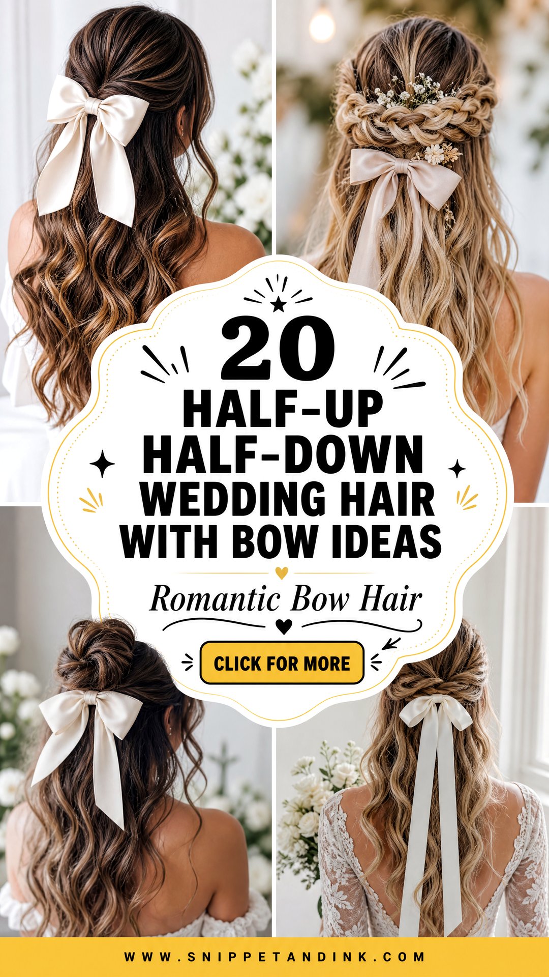 20 Half-Up Half-Down Wedding Hair with Bow Ideas to Love - 20 Half-Up Half-Down Wedding Hair with Bow Ideas to Love