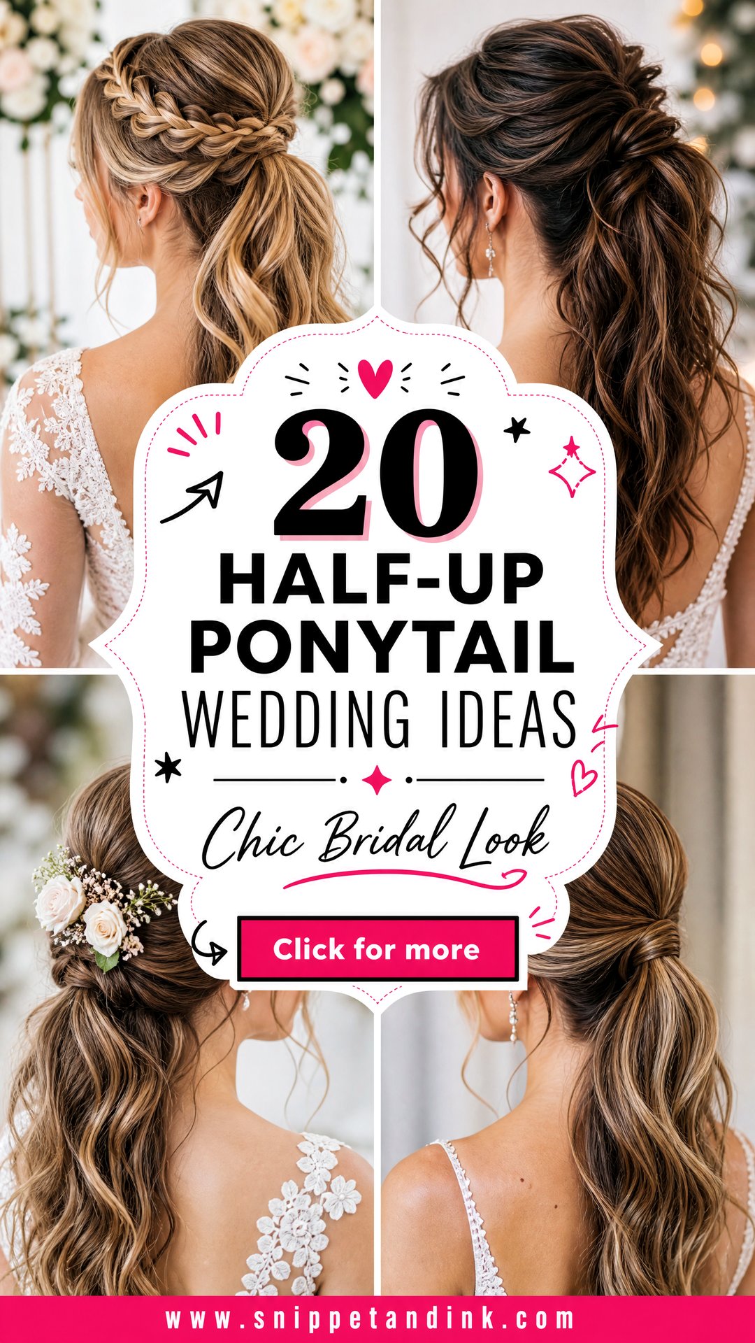 20 Half-Up Ponytail Wedding Ideas for a Chic Bridal Look - 20 Half-Up Ponytail Wedding Ideas for a Chic Bridal Look