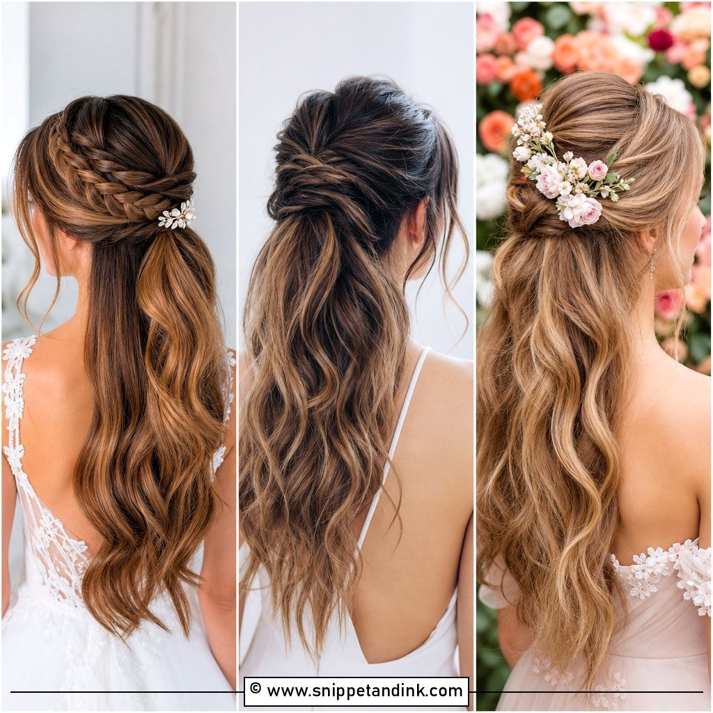 20 Half-Up Ponytail Wedding Ideas for a Chic Bridal Look