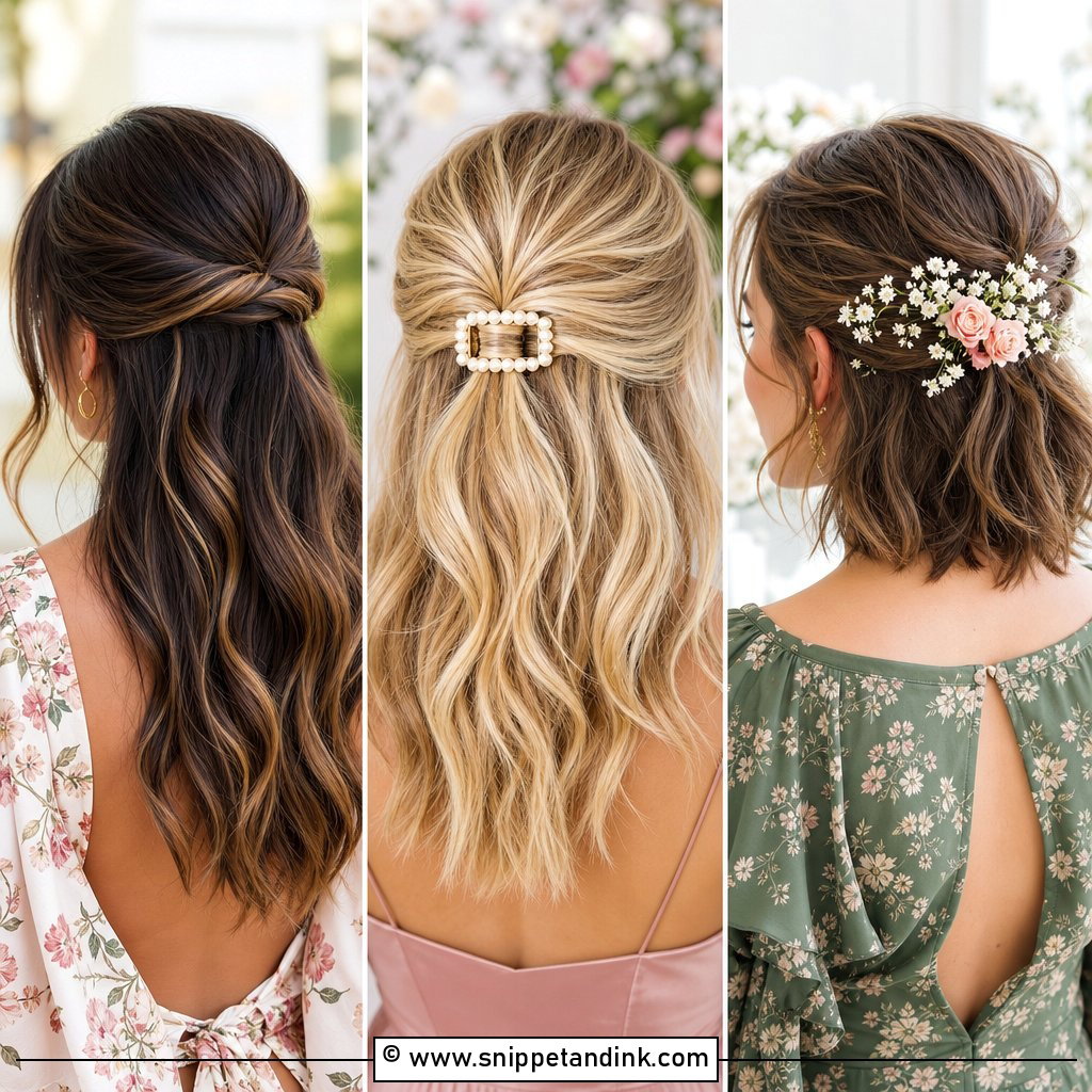20 Half-Up Wedding Guest Hair Ideas for Polished Style
