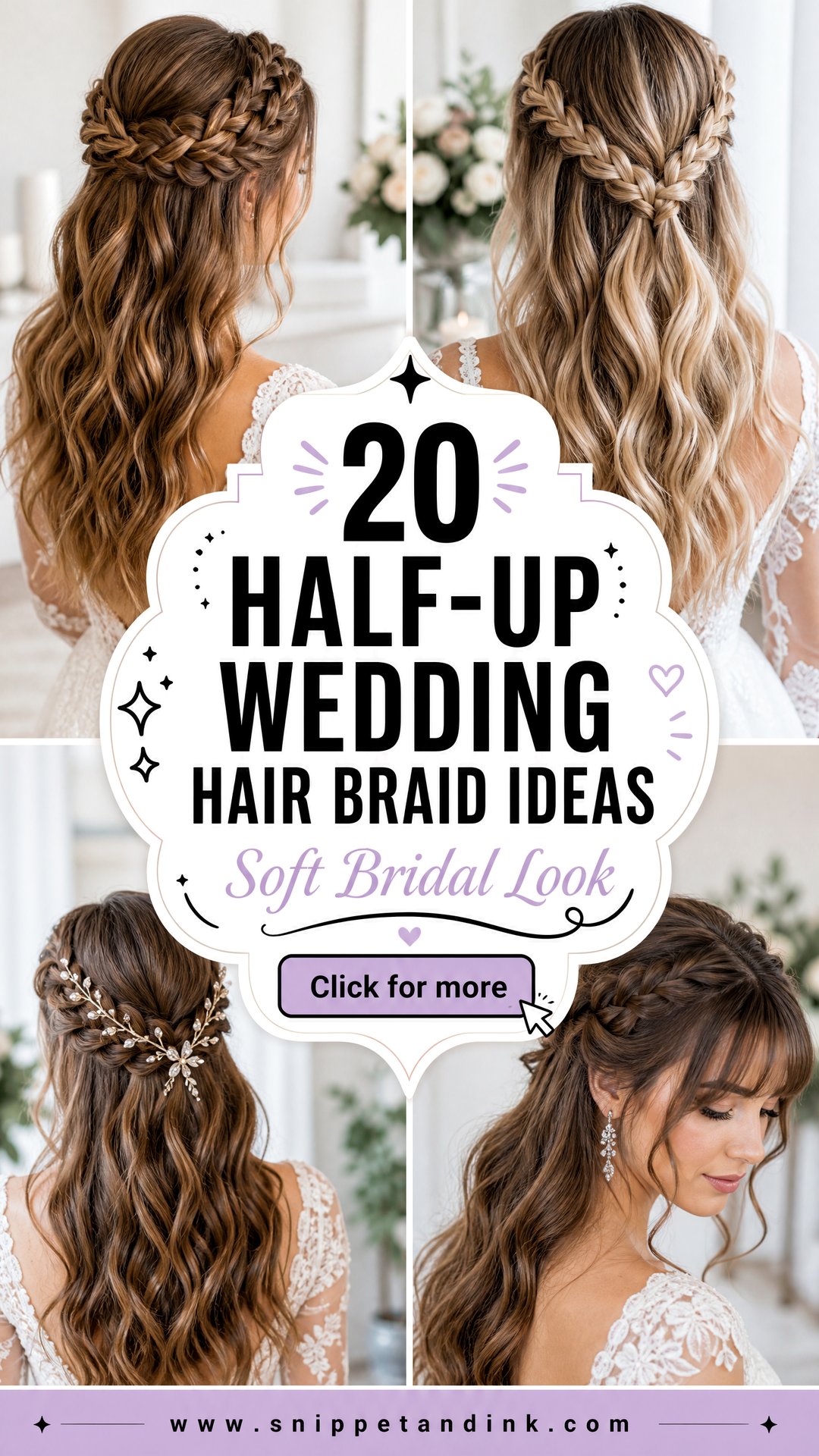 20 Half-Up Wedding Hair Braid Ideas for a Soft Bridal Look - 20 Half-Up Wedding Hair Braid Ideas for a Soft Bridal Look