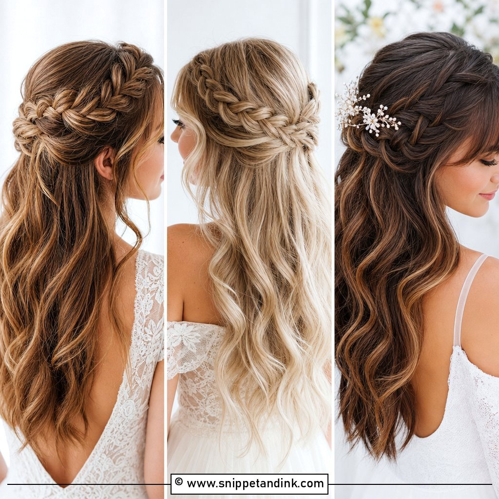 20 Half-Up Wedding Hair Braid Ideas for a Soft Bridal Look