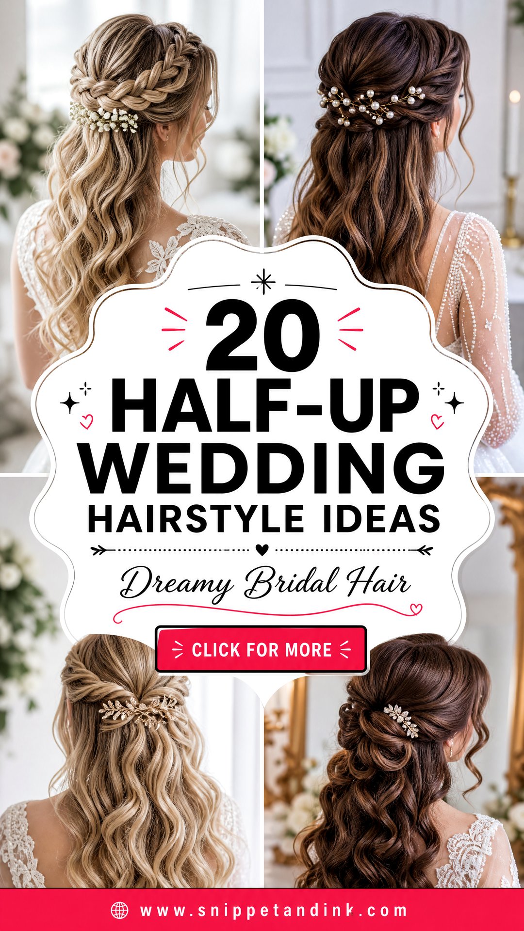 20 Half-Up Wedding Hairstyle Ideas for Dreamy Bridal Hair - 20 Half-Up Wedding Hairstyle Ideas for Dreamy Bridal Hair