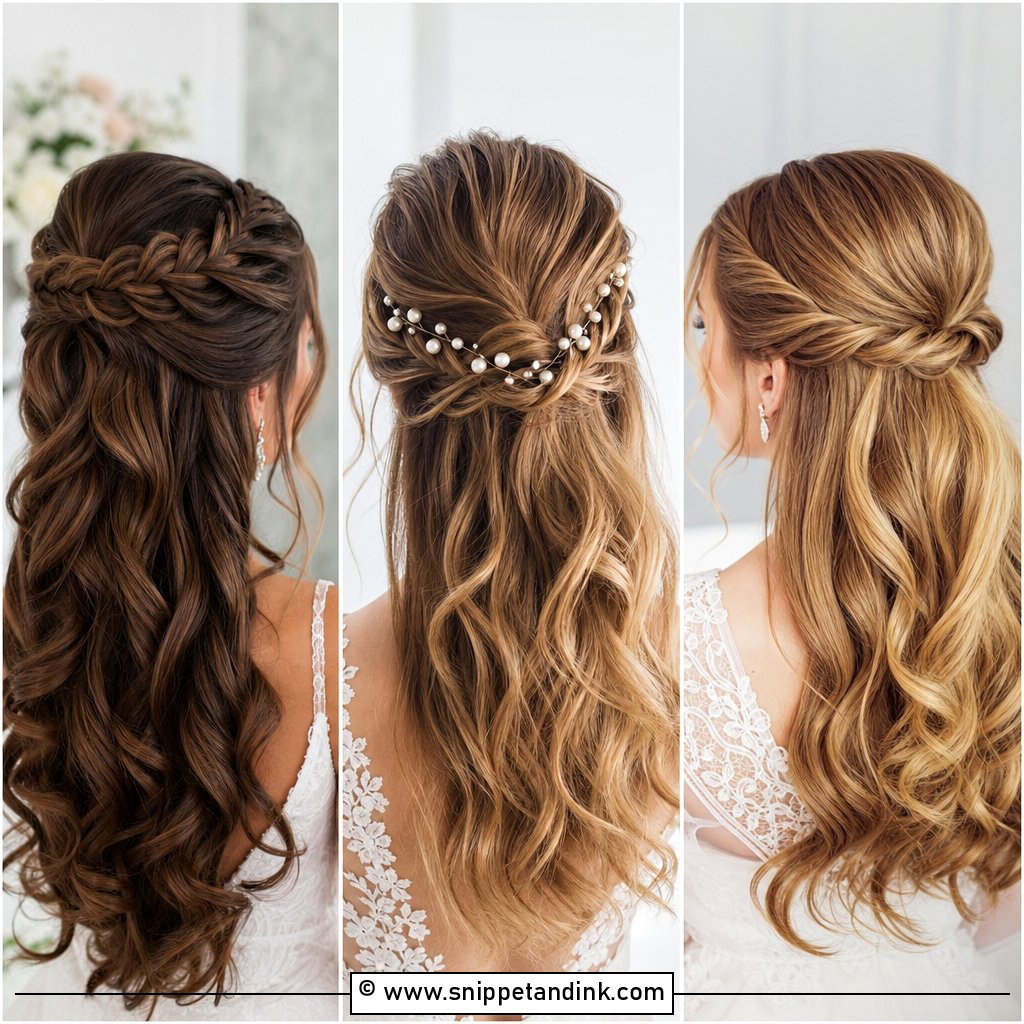 20 Half-Up Wedding Hairstyle Ideas for Dreamy Bridal Hair