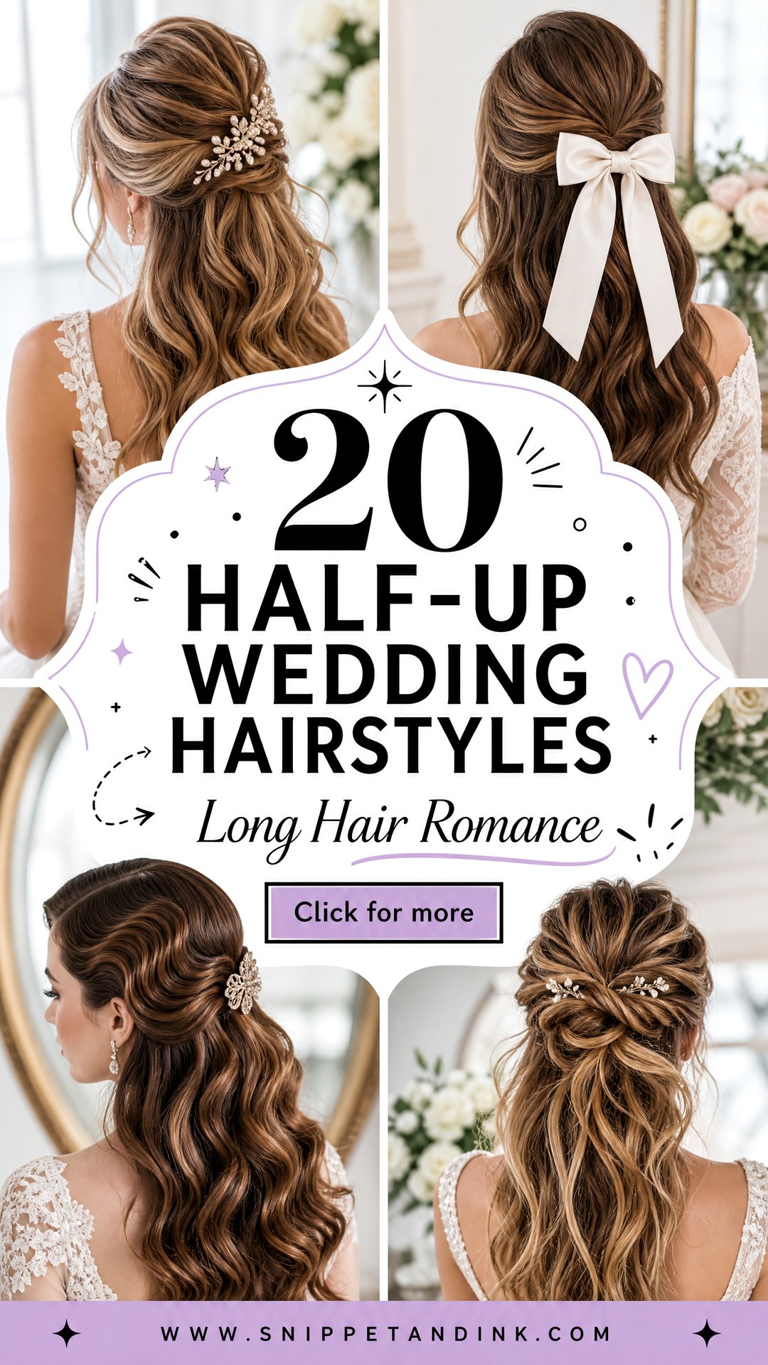 20 Half-Up Wedding Hairstyles for Long Hair the Bride Loves - 20 Half-Up Wedding Hairstyles for Long Hair the Bride Loves