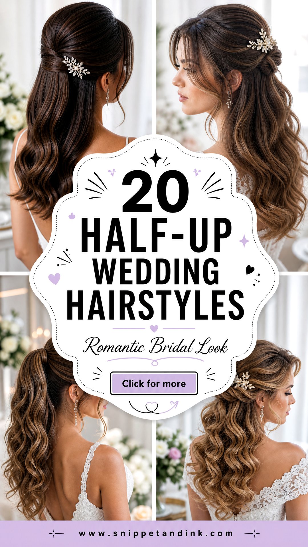 20 Half-Up Wedding Hairstyles for a Romantic Bridal Look - 20 Half-Up Wedding Hairstyles for a Romantic Bridal Look