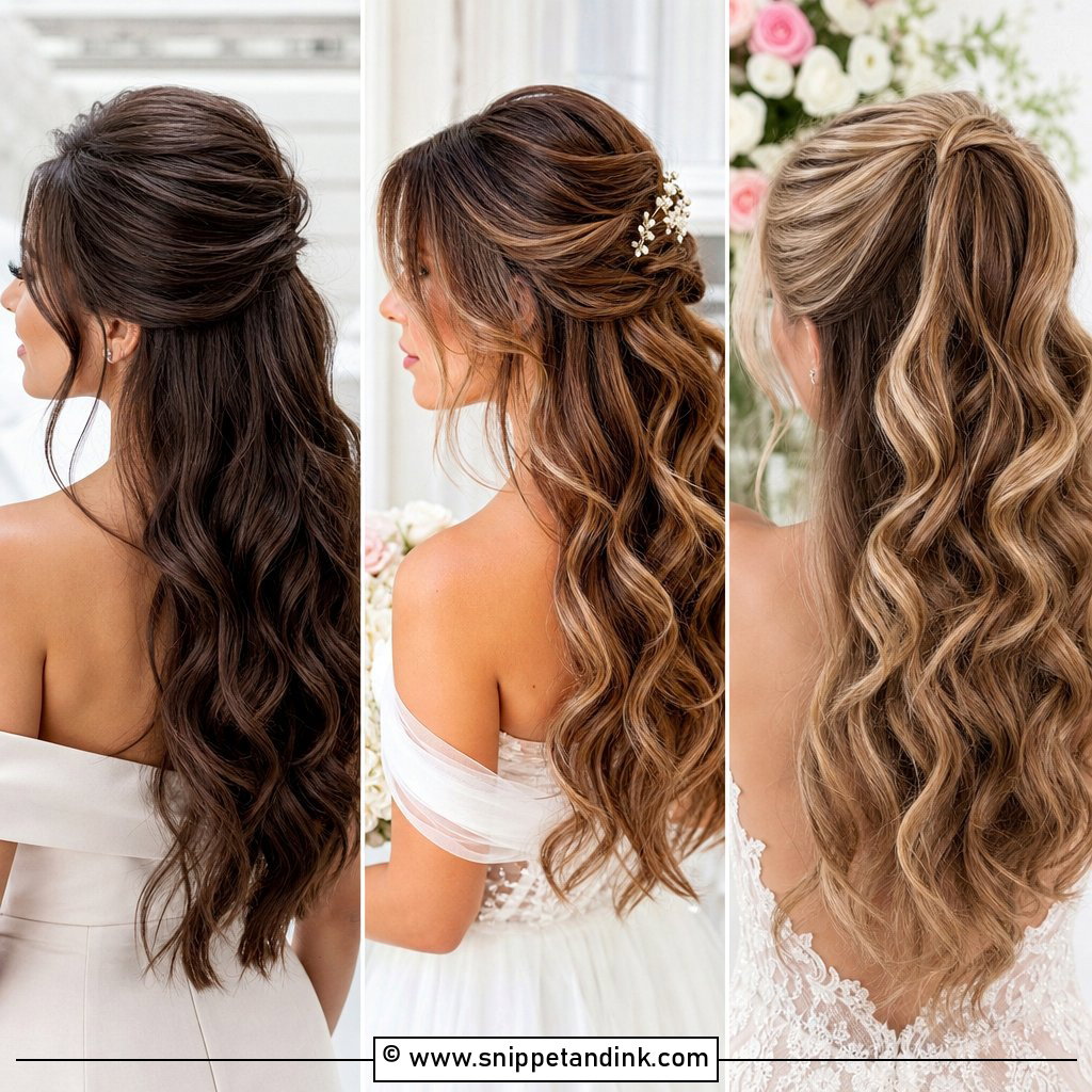 20 Half-Up Wedding Hairstyles for a Romantic Bridal Look