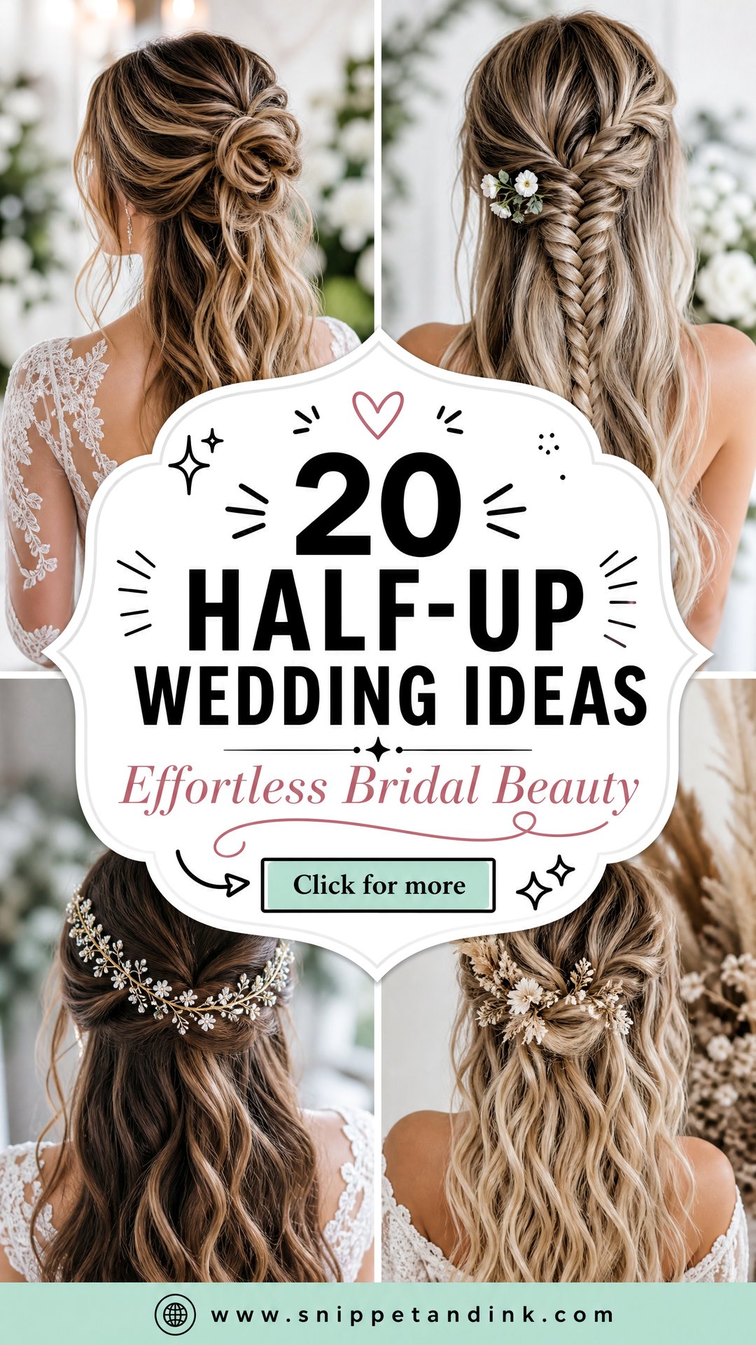 20 Half-Up Wedding Ideas for Effortless Bridal Beauty - 20 Half-Up Wedding Ideas for Effortless Bridal Beauty