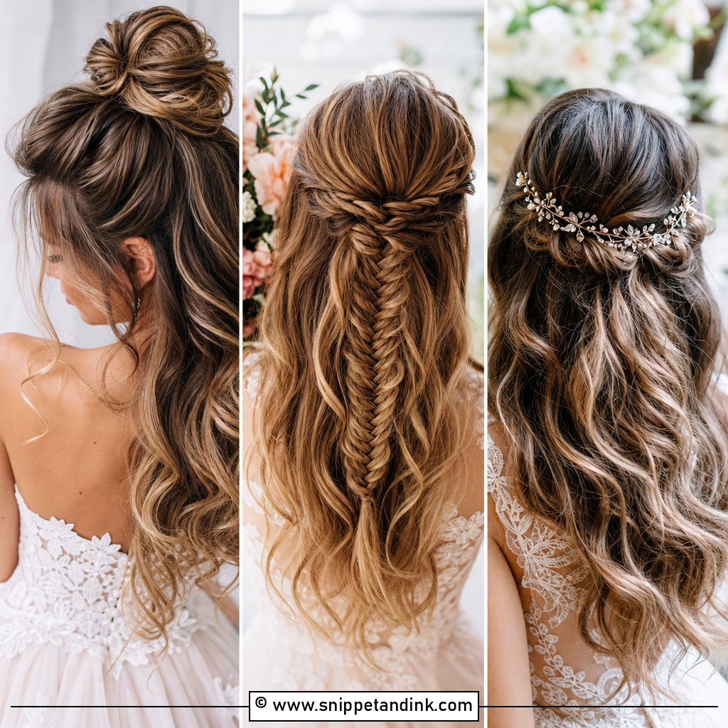 20 Half-Up Wedding Ideas for Effortless Bridal Beauty