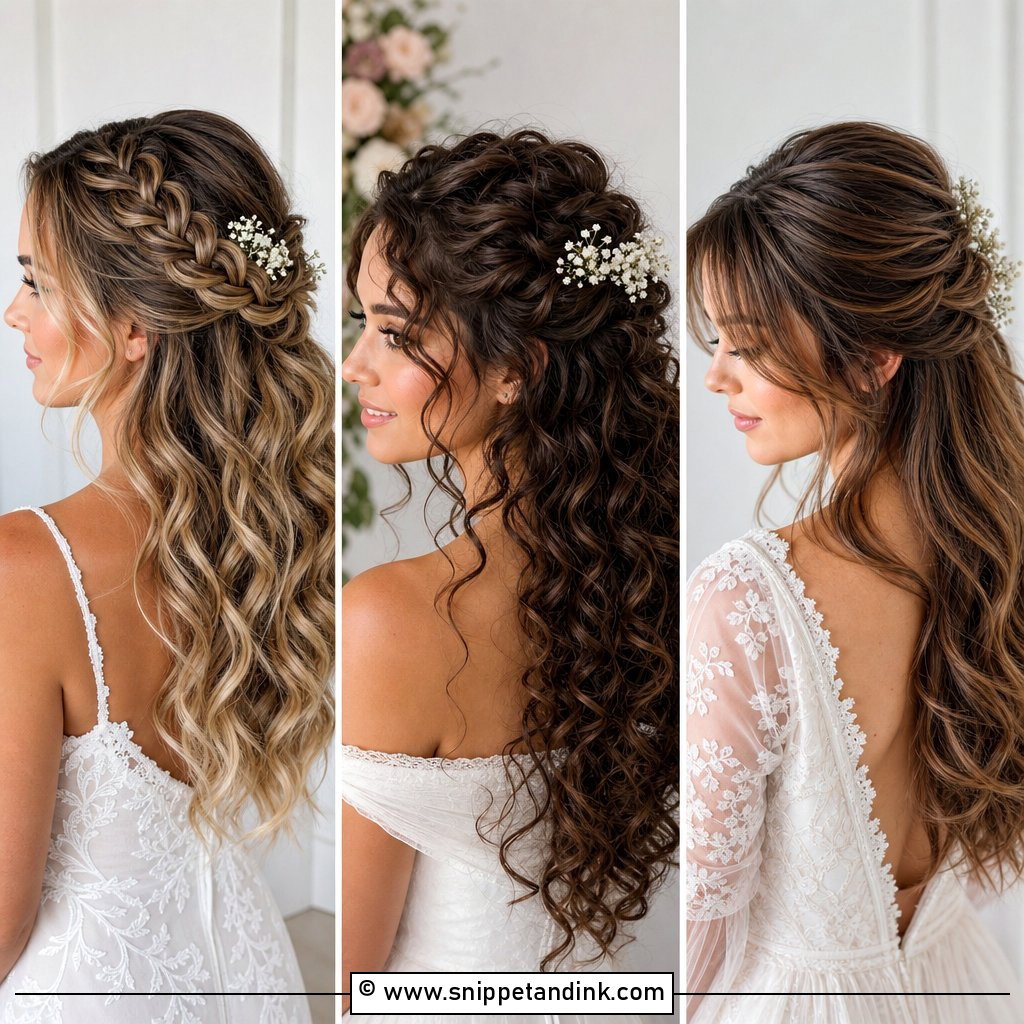 20 Half Updo Bridal Hair Ideas for Effortless Elegance