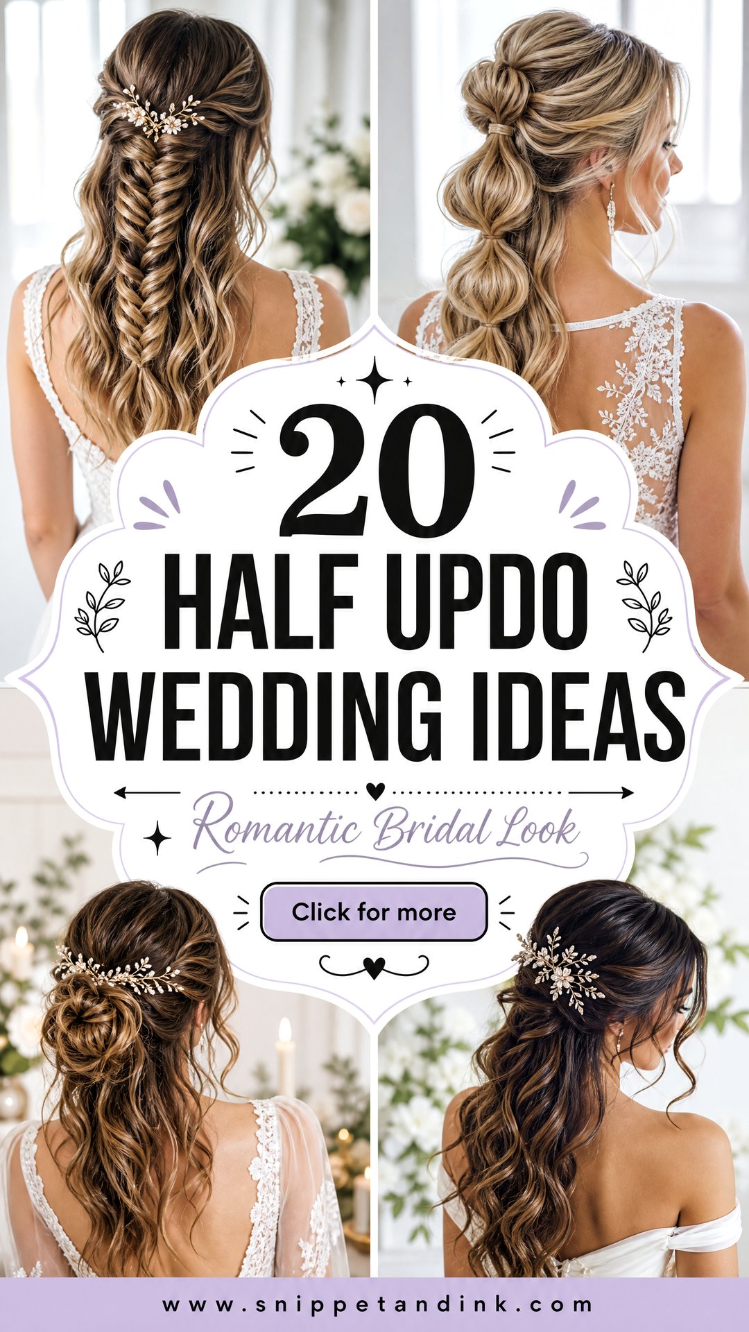 20 Half Updo Wedding Ideas for a Romantic Bridal Look - 20 Half Updo Wedding Ideas for a Romantic Bridal Look