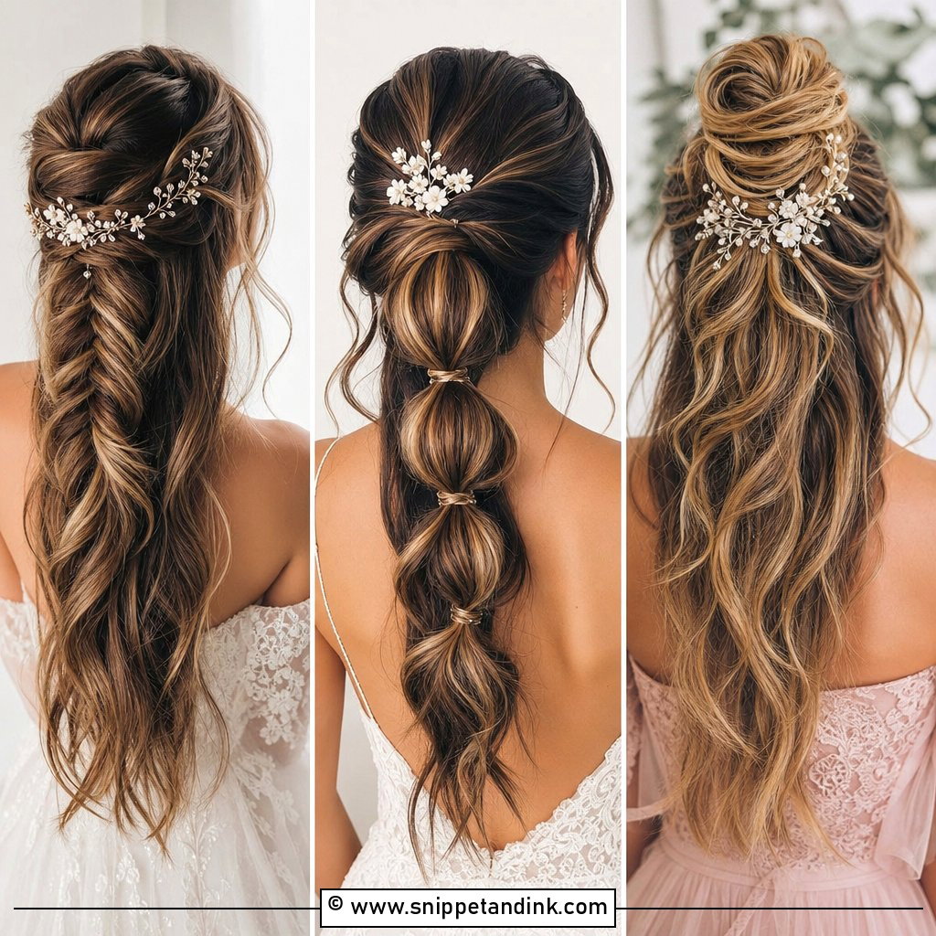 20 Half Updo Wedding Ideas for a Romantic Bridal Look