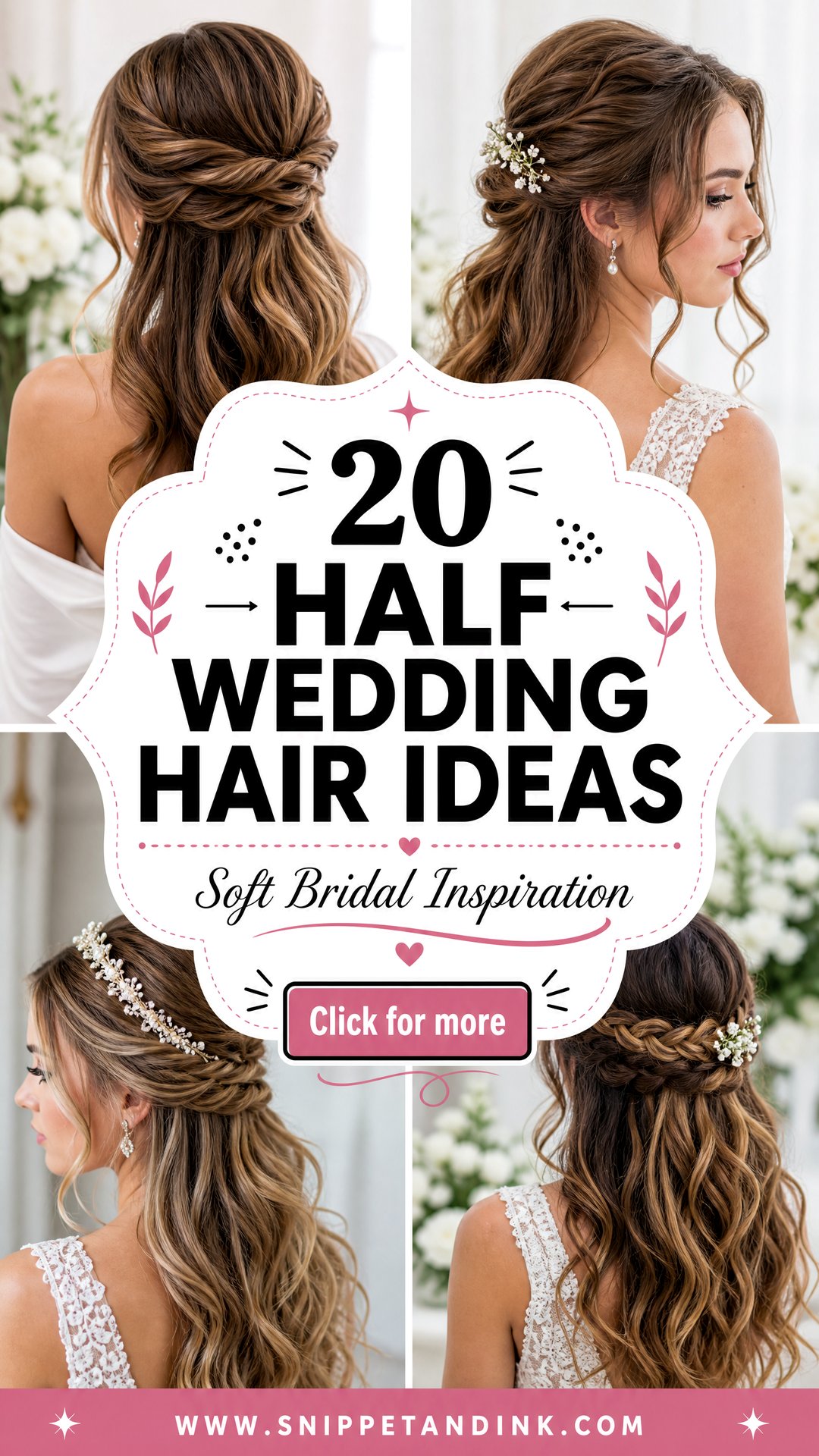 20 Half Wedding Hair Ideas for Soft Bridal Inspiration - 20 Half Wedding Hair Ideas for Soft Bridal Inspiration