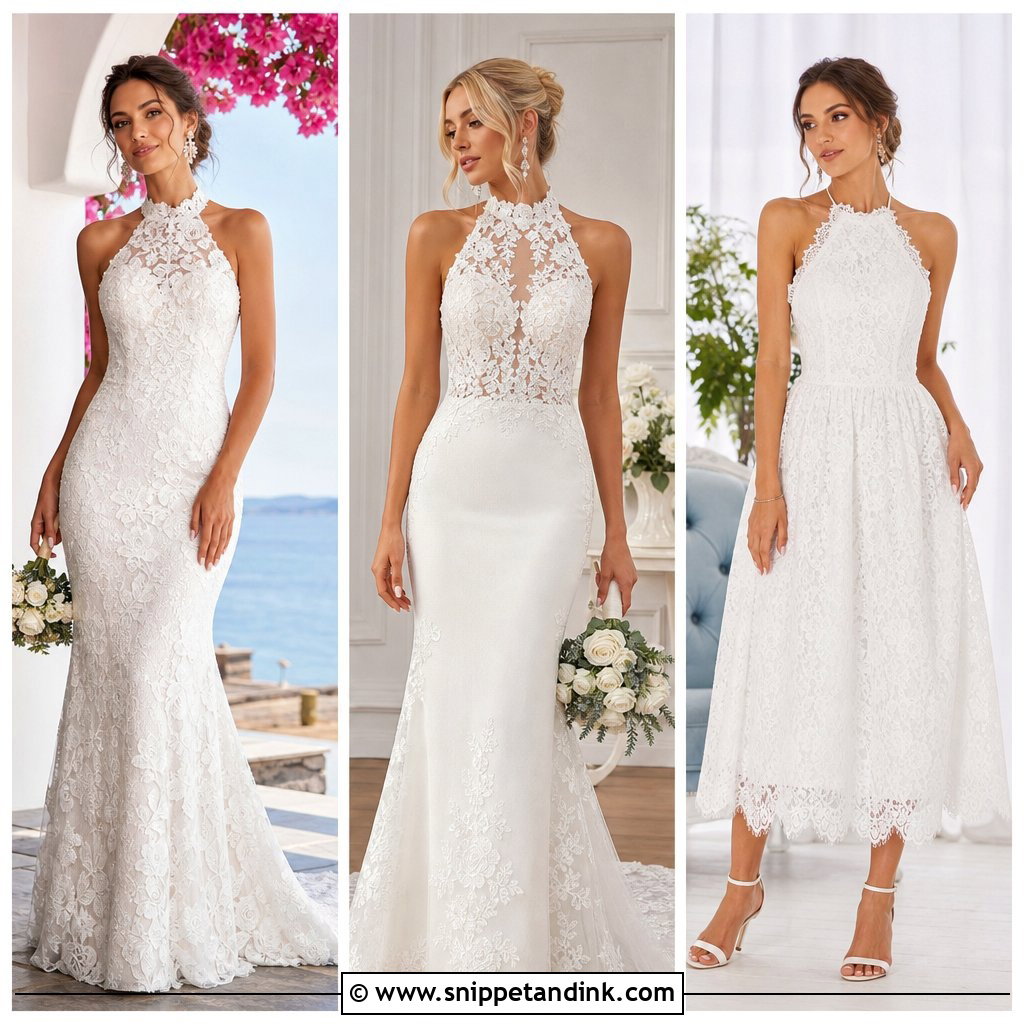 20 Halter Neck Lace Wedding Dress Ideas: Romantic Bridal Picks