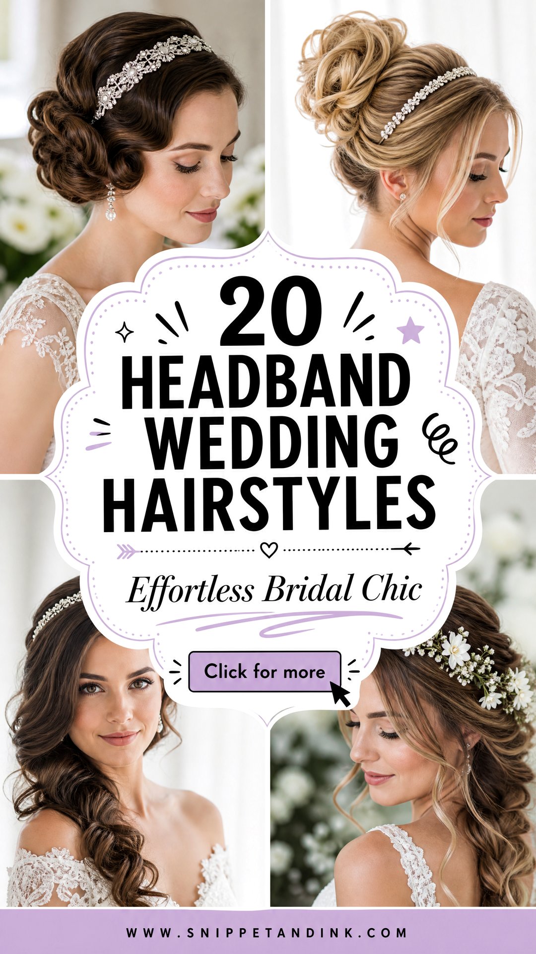 20 Headband Wedding Hairstyles for Effortless Bridal Chic - 20 Headband Wedding Hairstyles for Effortless Bridal Chic
