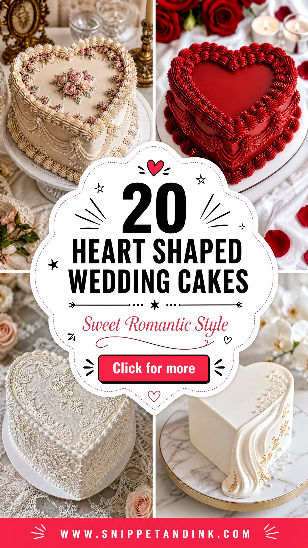 20 Heart Shaped Wedding Cakes for Sweet Romantic Style - 20 Heart Shaped Wedding Cakes for Sweet Romantic Style