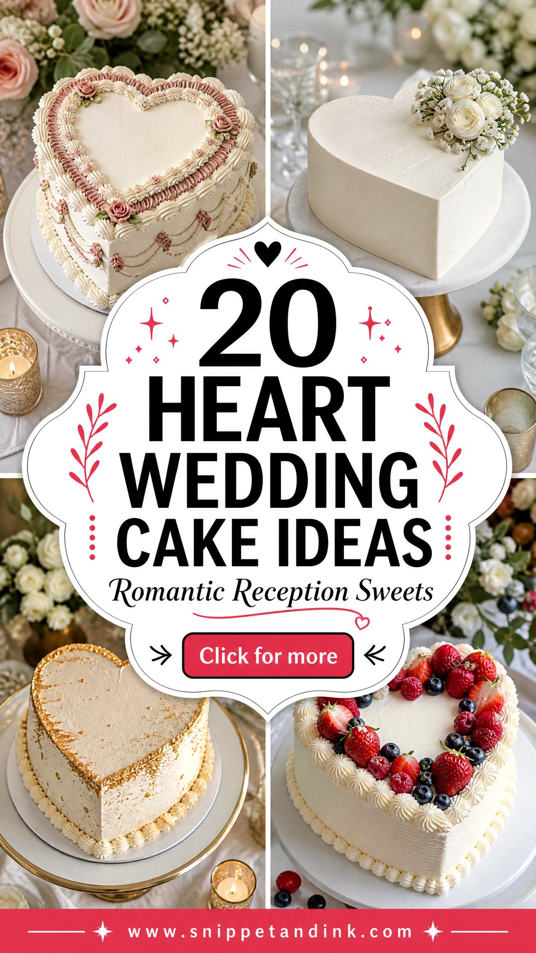20 Heart Wedding Cake Ideas for Romantic Receptions - 20 Heart Wedding Cake Ideas for Romantic Receptions
