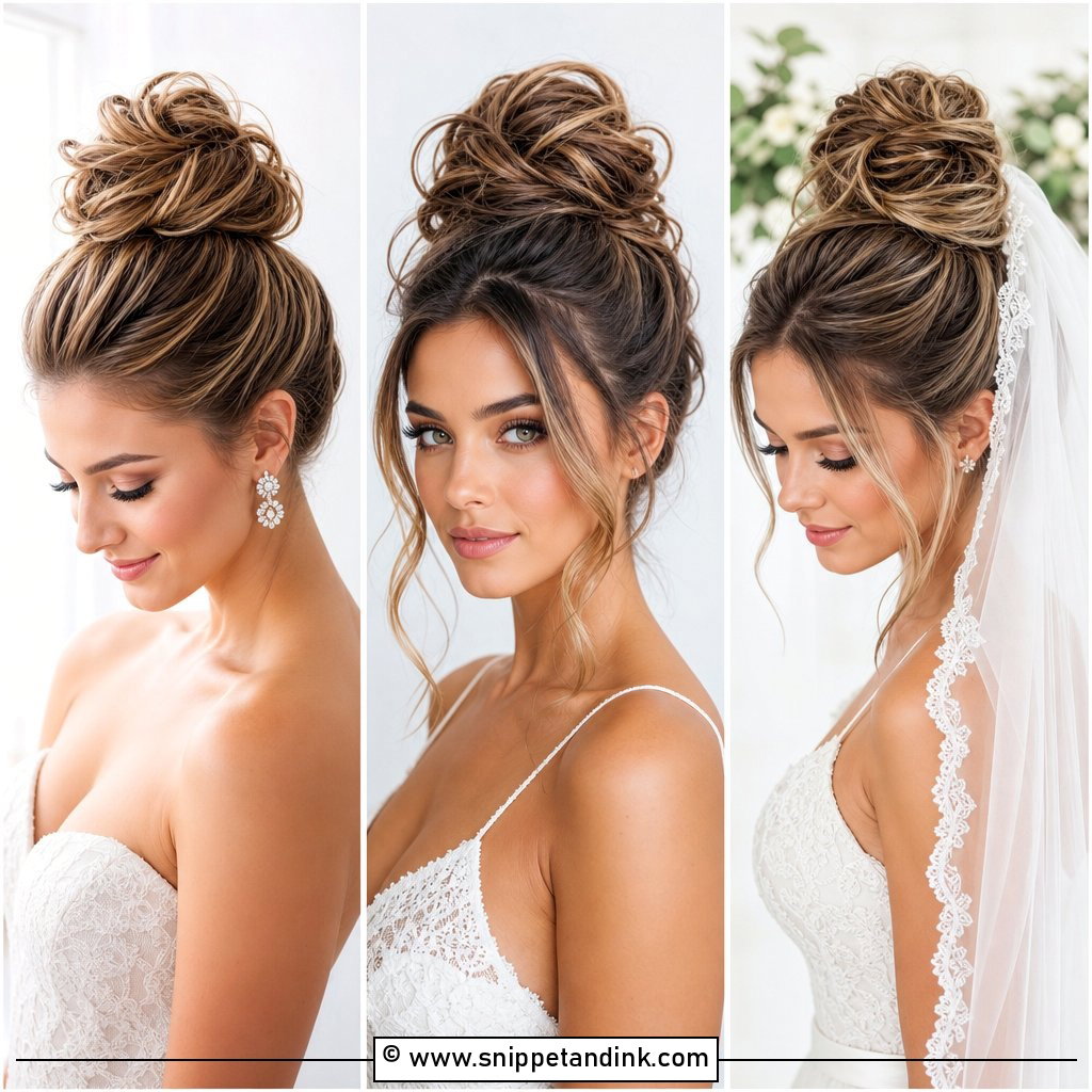 20 High Bun Bridal Hair Ideas for Elegant Modern Brides